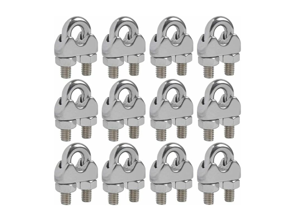 Conjunto De 12 Abraçadeiras Para Cabos Aço, Modelo M4, Tipo U, Aço Inoxidável 304 Com Diâmetro 4 Mm.-aquaforge