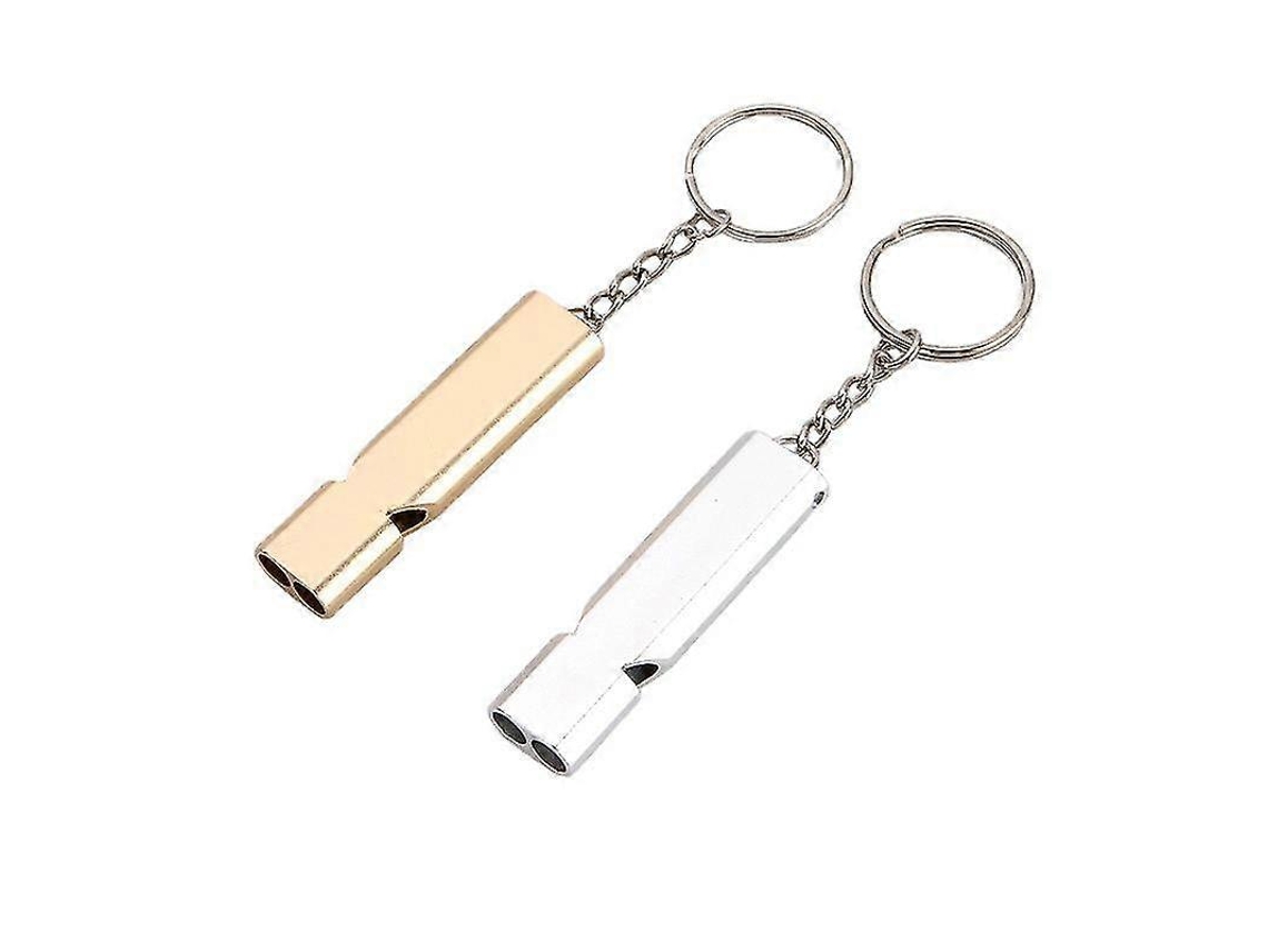 Apito De Sobrevivência De Emergência Para Atividades Ao Ar Livre, Com Tubo Duplo Em Liga De Alumínio Plano (2 Peças), Ideal Para Camping.