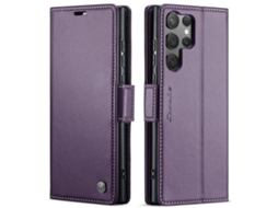 Capa Para Samsung Galaxy S25 Ultra 5g De Couro Com Textura De Lichia E Fecho Borboleta Proteção E Rfid Antirroubo Roxa