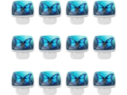 Puxadores Quadrados Para Armários De Cozinha, Puxadores Para Gavetas De Cômoda, 12 Peças, Azul Fantasia Borboleta Oceano