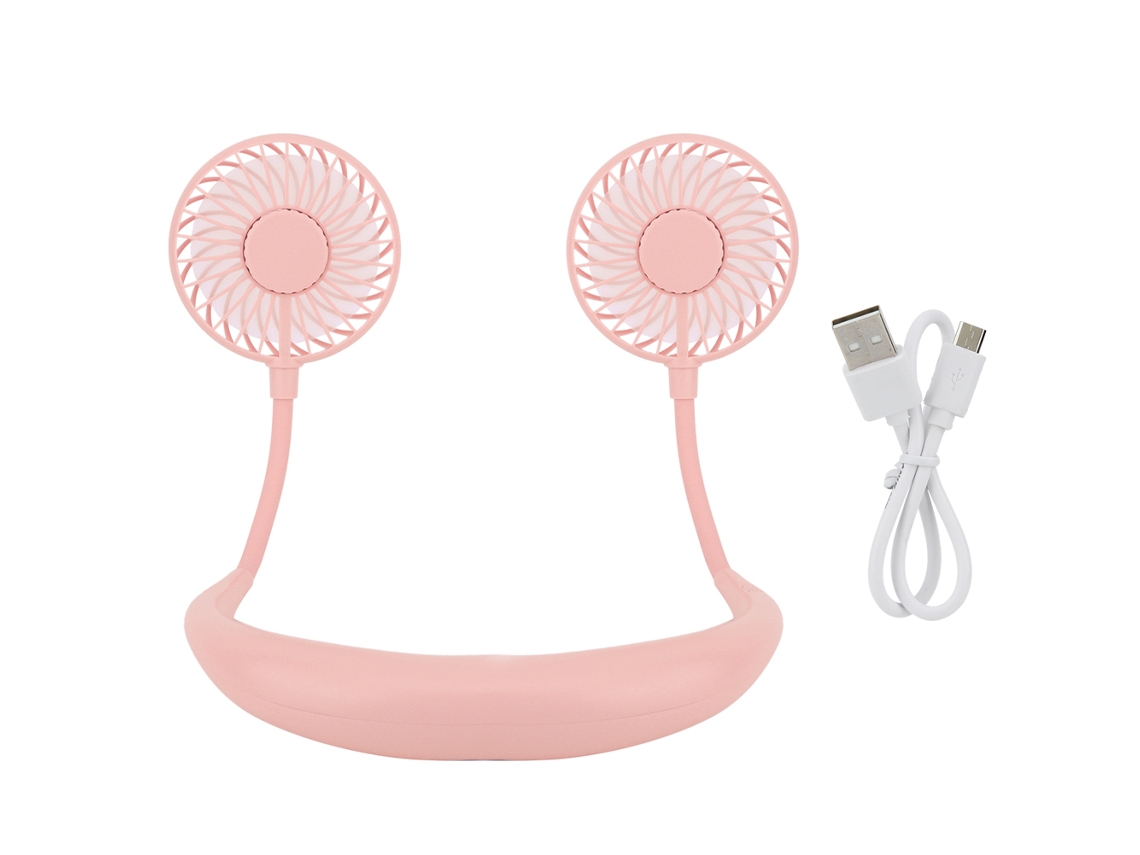 Ventilador Portátil De Pescoço Sem Mãos Usb 2000mah Rosa