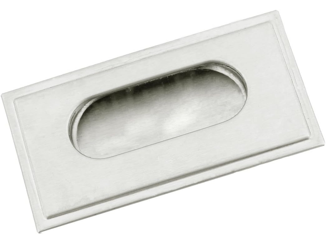 Puxador Embutido Aexit Para Armários E Cozinhas, Em Aço Inoxidável Prateado, 78mm X 41mm