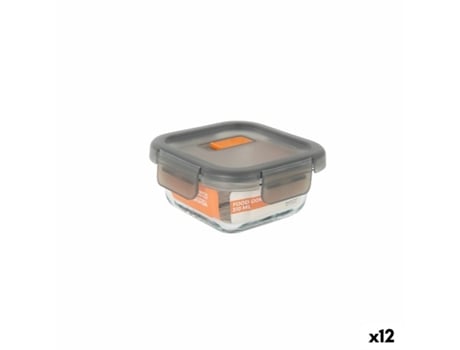 Lancheira Hermética Quadrada Transparente Cinza Masterchef 310 ml (12 Unidades)