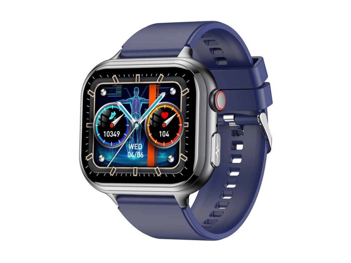 (azul) Smartwatch Com Tela Horizontal De 1,91 Polegadas, Pulseira De Silicone E Suporte Para Ecg.