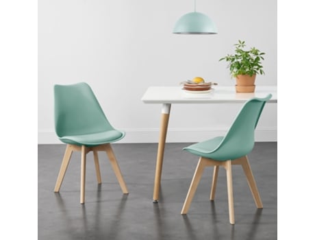 Conjunto de Cadeiras de Jantar [EN.CASA] Fläten Verde menta (Couro sintético, Faia - 81 x 49 x 57 cm)