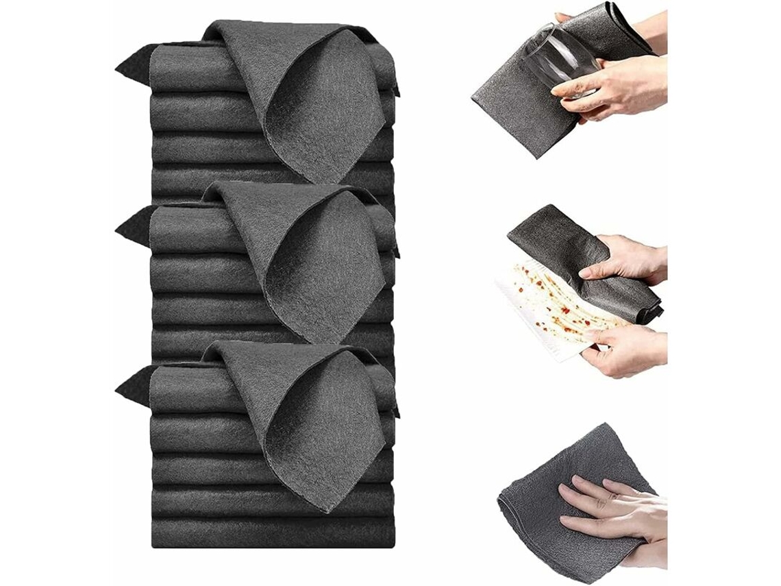 Pano De Limpeza Mágico, Pano De Limpeza Mágico Espesso, Panos De Limpeza Reutilizáveis​​ Para Janelas, Cozinha, Vidros E Carros(preto, 30* 30cm