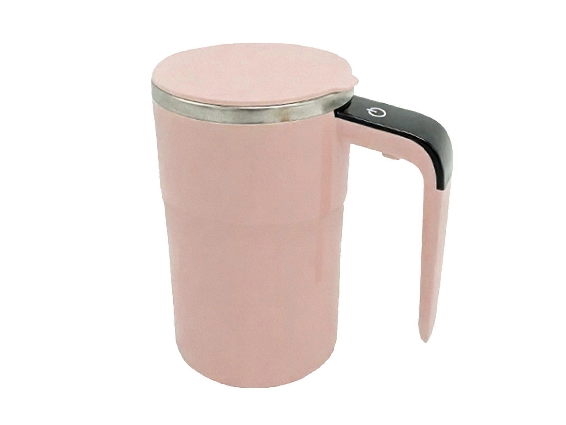 Copo Misturador Automático Com Agitador Magnético, Capacidade De 380 Ml, Textura Em Aço Inoxidável Para Misturar Bebidas Com Perfeição, Rosa.