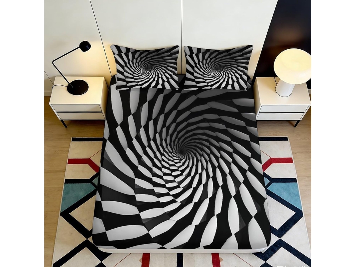 Conjunto de Cama Preta e Branca em Microfibra Fronha 200x25cm