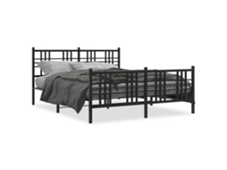 Bed Frame, Bed Frames Vidaxl Preto Aço (150 X 200 Cm)