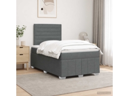 Vidaxl Cama Box Spring Com Colchão Cinzento-escuro 120 X 190 Cm Tecido