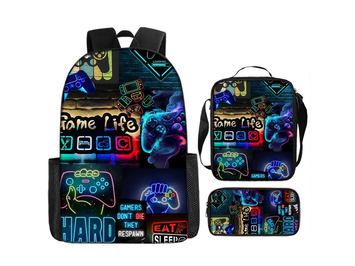 Mochila De Estudante Panoona Play Conjunto 3 Peças Lancheira Estojo 17 Pol 44cm Estilo 15