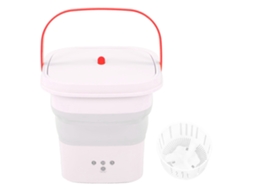 Máquina de Lavar Mini Plegável Pequena com Cesto de Drenagem para Roupas de Crianças e Íntimas 100 240v Rosa Plugue Eu | S/MARCA