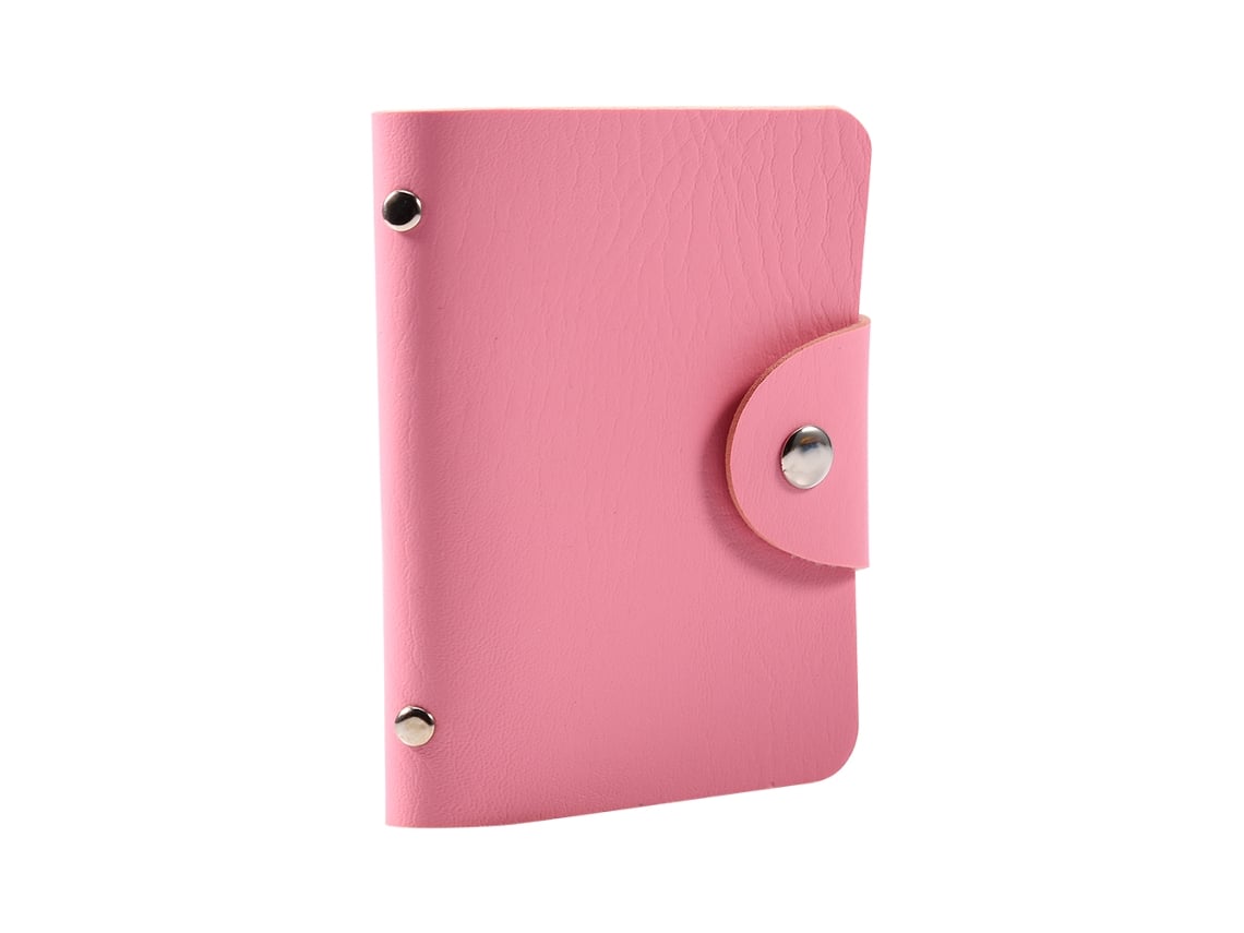 Capa Carteirinha Couro Pu Rosa 24 Cartões