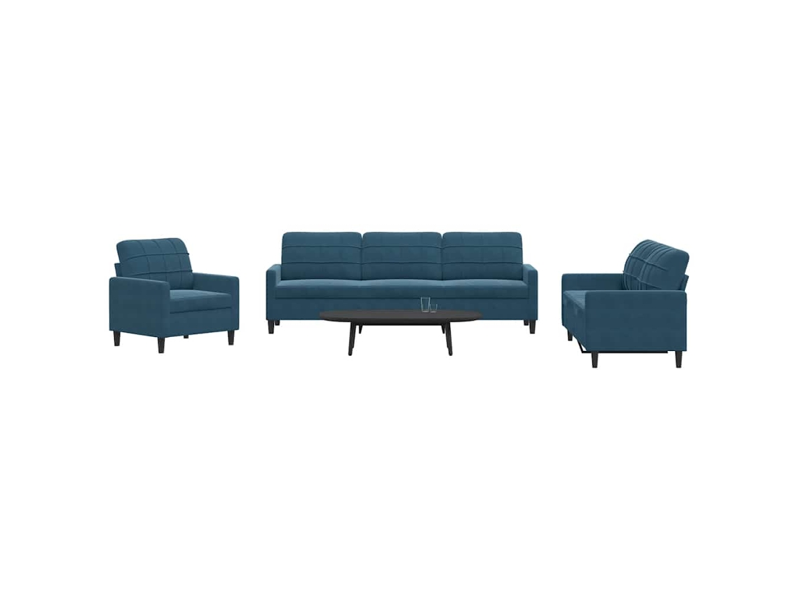 Vidaxl 4 Pcs Conjunto De Sofás Com Almofadões Veludo Azul