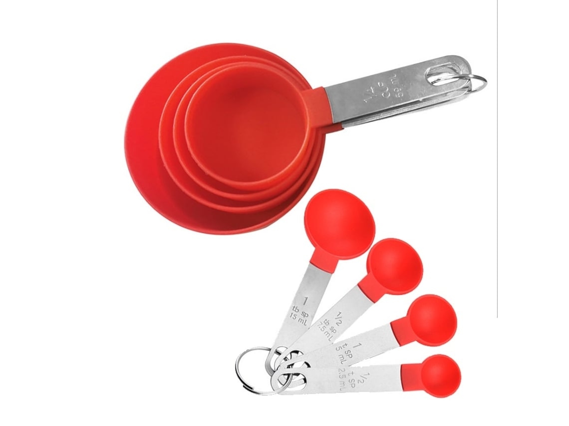 Conjunto de Copos e Colheres de Medição Copos e Colheres Empilháveis Copos de Medição com Alça de Aço Inoxidável Utensílios de Cozinha Para