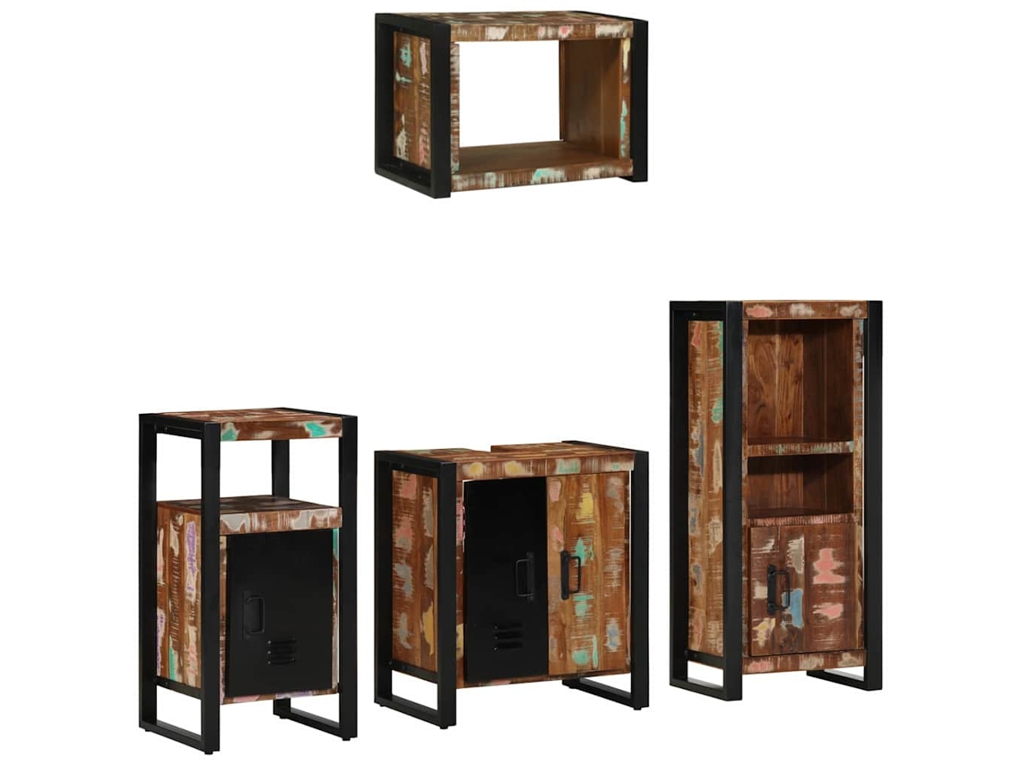 Vidaxl Conjunto De Móveis Para Banheiro 4 Pcs Madeira Reforçada Sólida