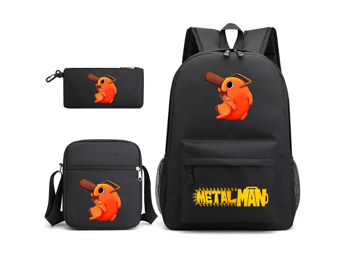 KOHREE Conjunto de Três Peças de Mochila Escolar de Estudante Chainsaw Man