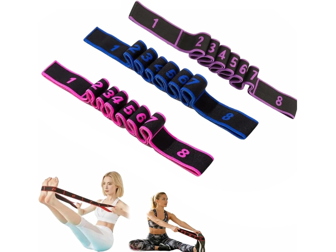 Faixa Elástica De Resistência Para Alongamento E Ioga, Pilates Com 8-segmentos, Numerada Glúteos, Multiloop