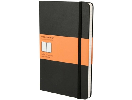 Bloco de Notas Classic Hard Cover, 21 x 13 cm, 120 Folhas, Pautado, Capa Dura em Cartão, Preto