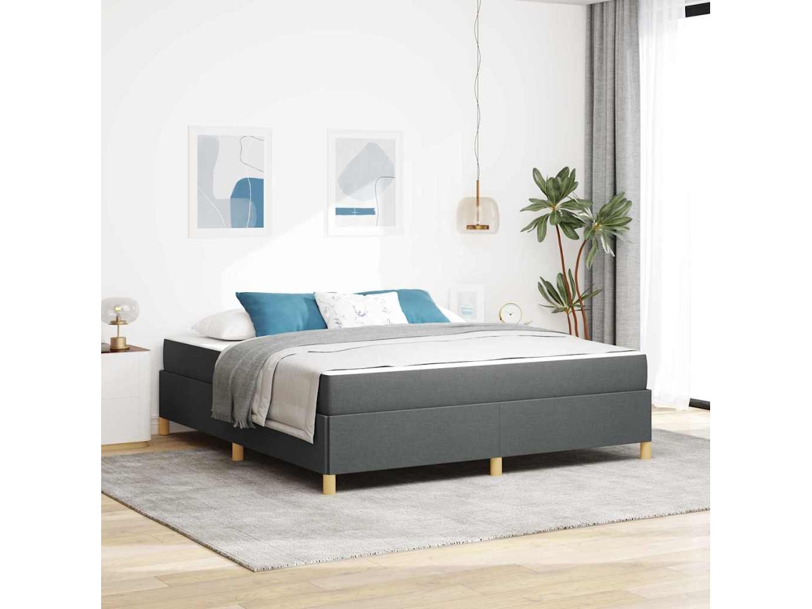 Vidaxl Estrutura Da Cama Com Colchão Cinza Escuro 180 X 200 Cm Tecido