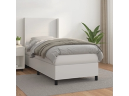 Vidaxl Cama Com Molas/colchão 80x200 Cm Couro Artificial Branco