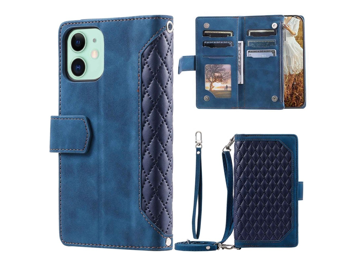 Capa Quedas Pega Inch Para Iphone 11 Pele Sintética Azul