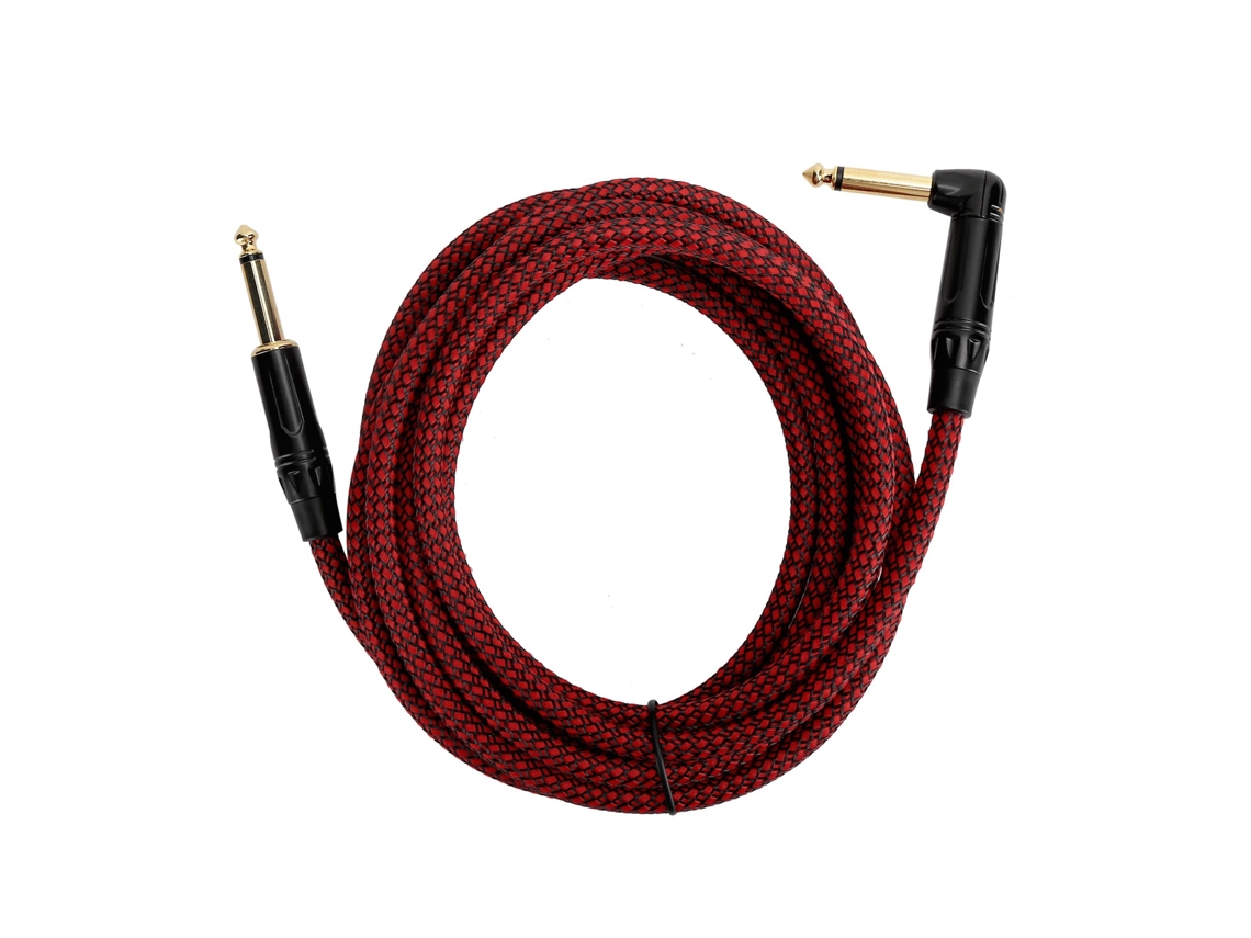Cabo para guitarra elétrica de 6,35 mm OFC 22awg com conector dourado, 3 m | S/MARCA