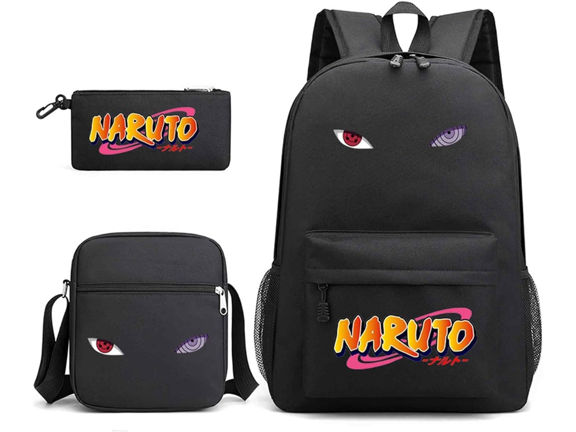Conjunto Mochila Escolar De 40 X 30 16 Cm Com 3 Peças: Mochila, Bolsa Ombro Estojo. Impermeável Tema Anime,
