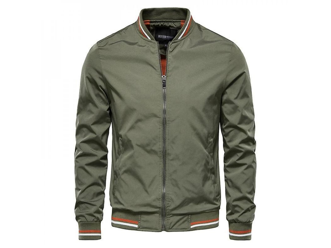 2026 chaqueta Casual Hombre Primavera Otoño Moda Juvenil Slim Cremallera Tela Química Ligera L Verde