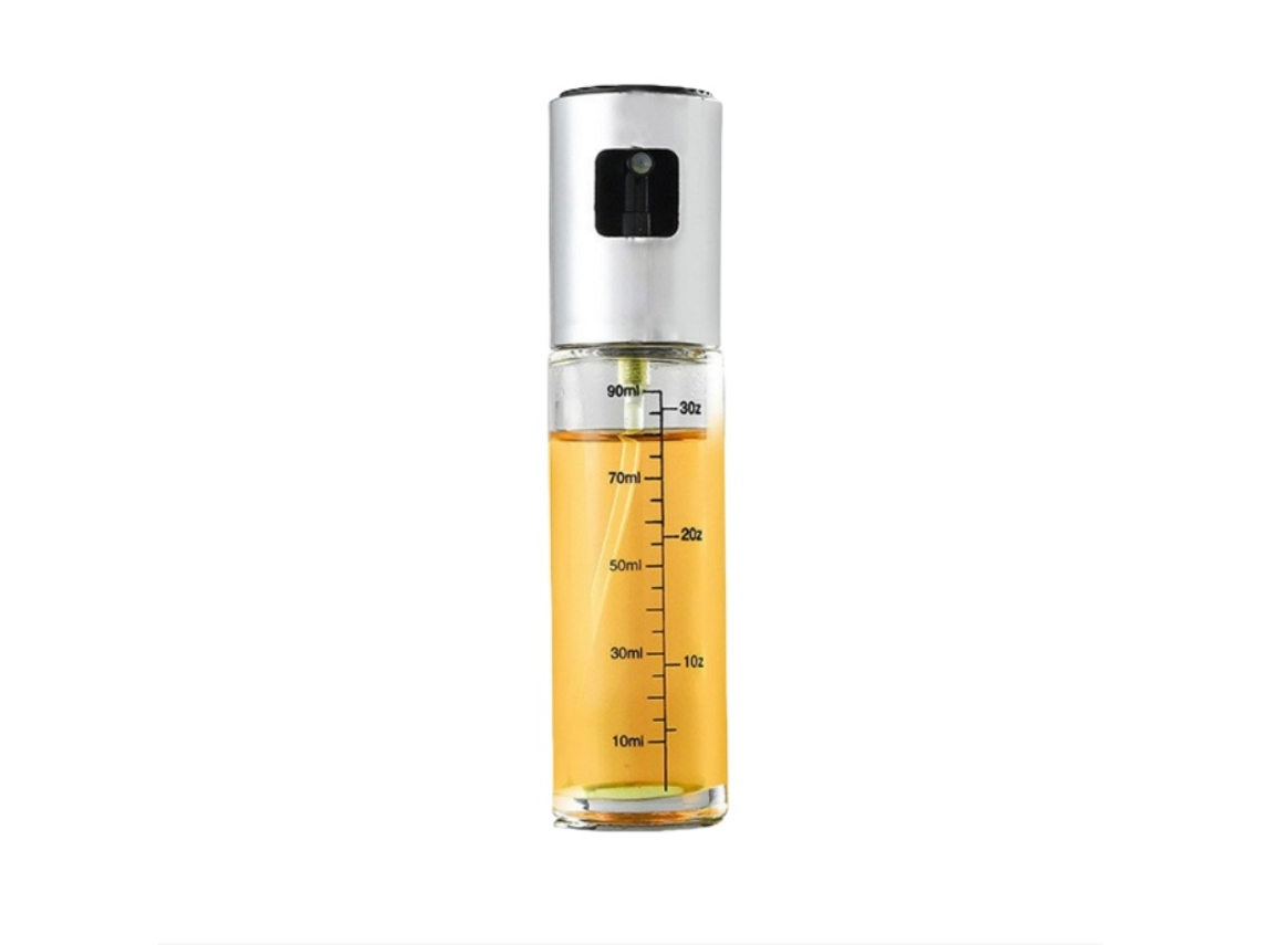 Frasco De Spray De Óleo De 100 Ml Em Prata Galvanizada Com Escala Para Fritadeira A Ar Modelo 1