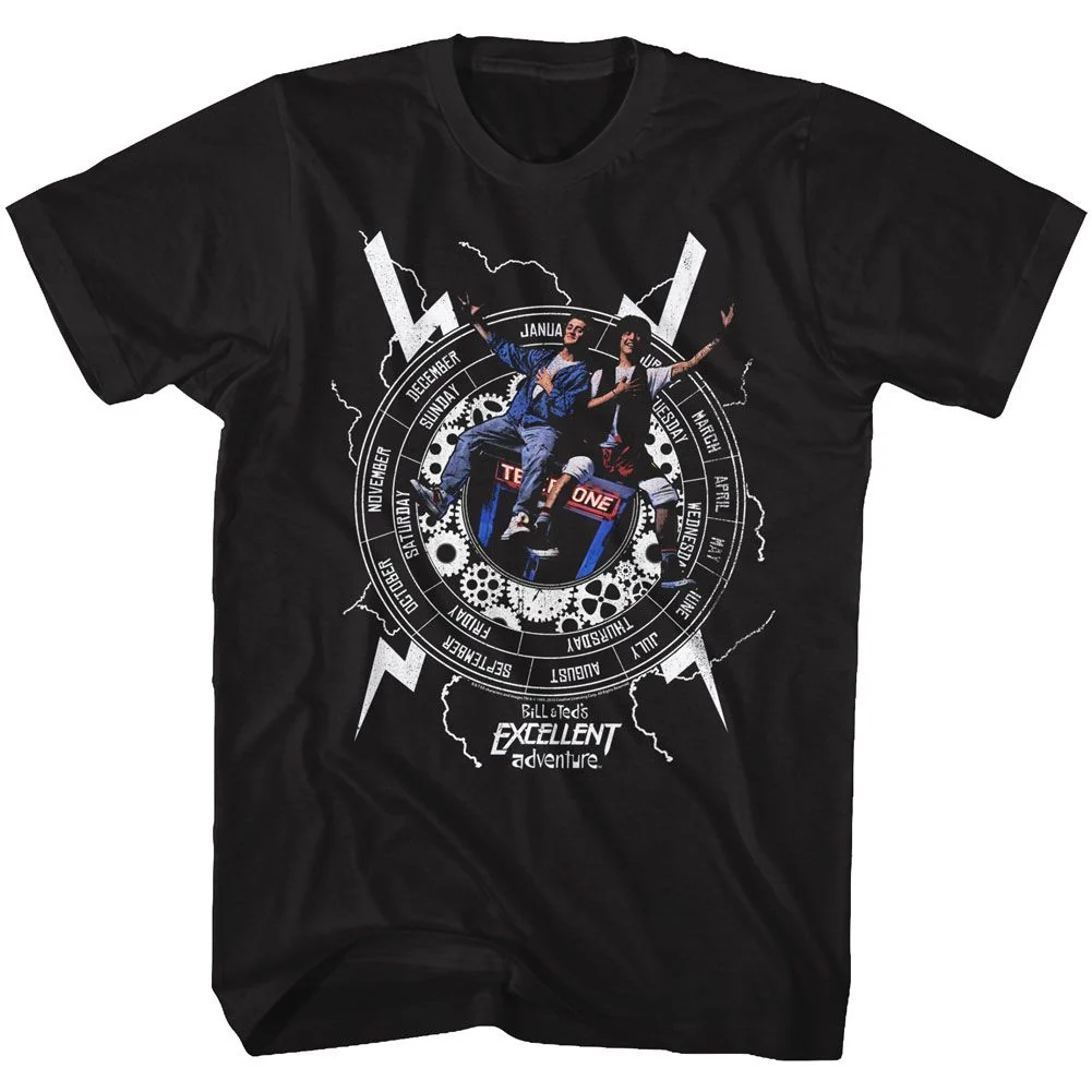 Rockinstone Bill And Ted Back To Time Black Adult T-shirt Size:xl