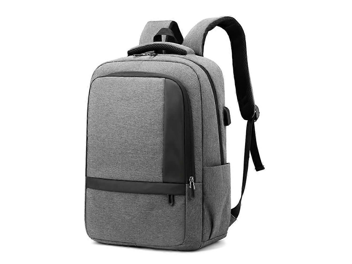 Mochila Para Laptop 15,6 Polegadas, Com Vários Compartimentos, Porta Usb, Acolchoada, Em Poliéster, Cor Cinza Elysve
