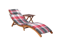 Vidaxl Espreguiçadeira De Jardim Com Mesa E Almofadão Acácia Maciça