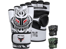 Luvas Mma MYTRA FUSION Polivalentes para Grappling Sparring Et Combate em Gaiola 4 Oz Branco Tribal
