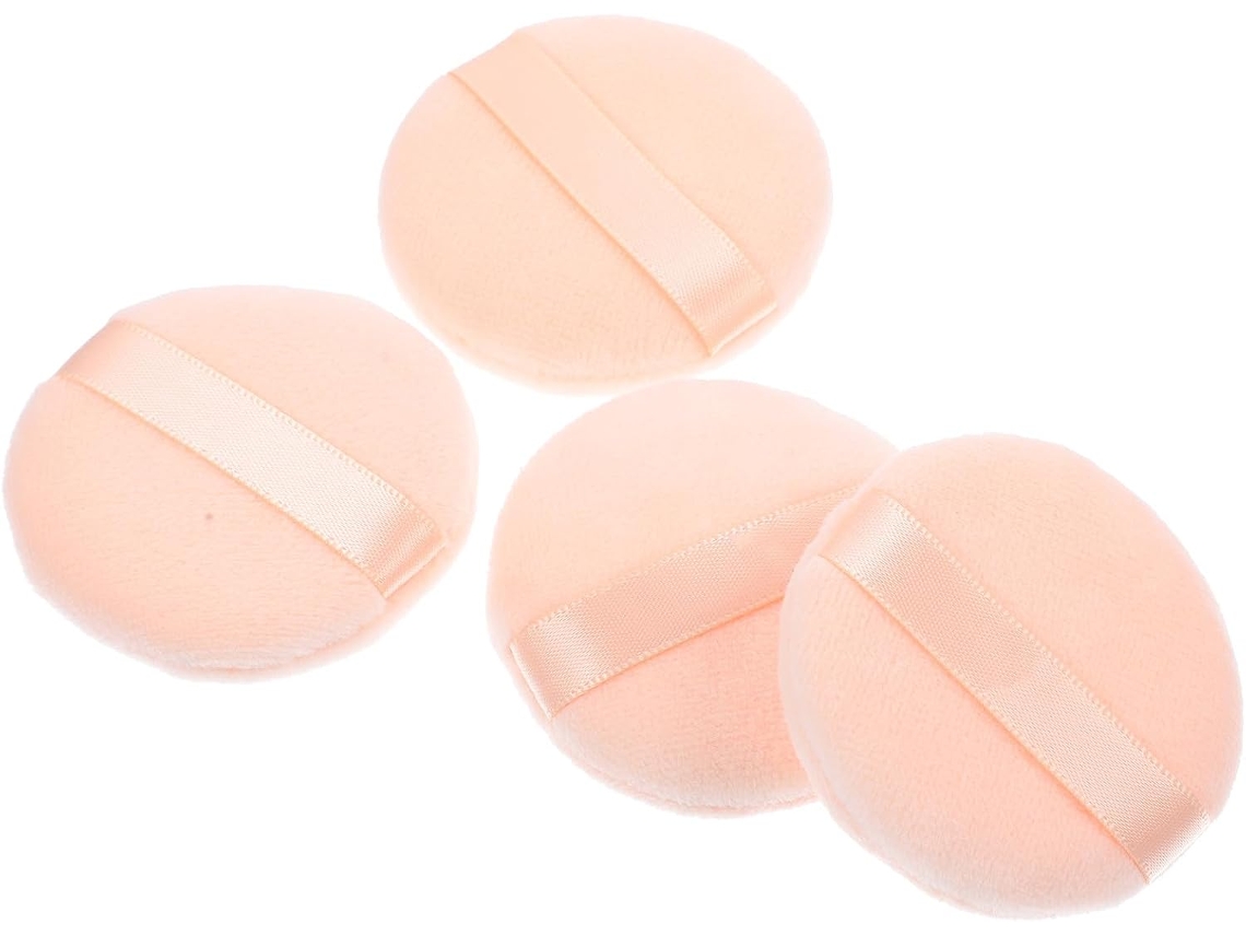 Conjunto de 4 esponjas redondas de algodão não fluorescentes para fixar pó.