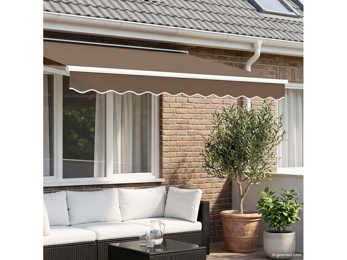 Vidaxl Substituição De Valance De Toldo Cinzento-acastanhado Poliéster