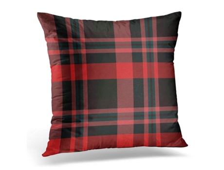 Fronha de Almofada ECZJNT de Lona Xadrez Rosa Xadrez Fumê Vermelho Preto (50x50 cm)