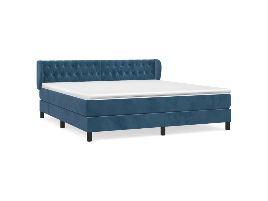 Cama com Molas/colchão 160x200 Cm Veludo Azul escuro MAISON EXCLUSIVE