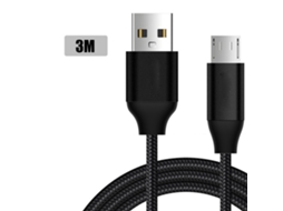 Cabo de Dados LAXISCREED 3m Micro usb Nylon Preto