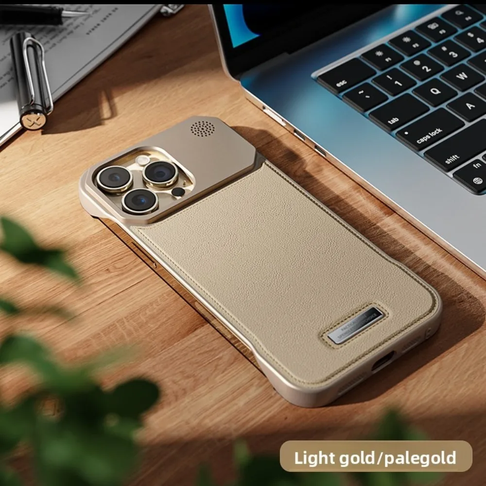 Capa Magnética Em Couro Pu Para Iphone (iphone 17 Pro, Dourada), Compatível Com Carregamento Sem Fio.