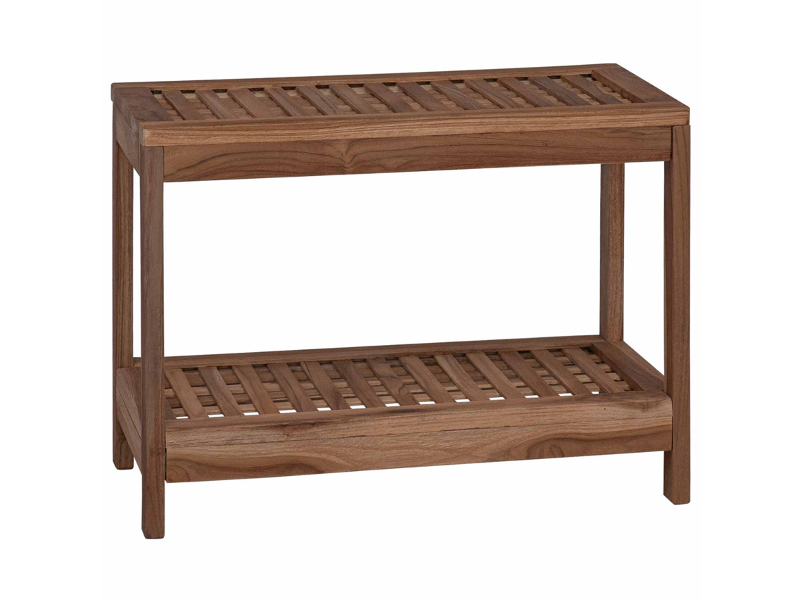 Conjunto 1 Mesa De Canto Para Banheiro Vidaxl Castanho Madeira De Teca Maciça (60 X 30 X 45 Cm)