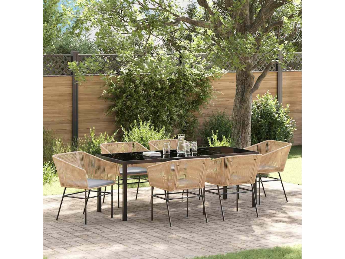 Vidaxl Conjunto De Jantar Para Jardim 7 Unid. Castanho
