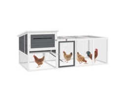 Galinheiro com galpão 214x101x91,5 cm ninho para cova área ao ar livre cinza S/MARCA