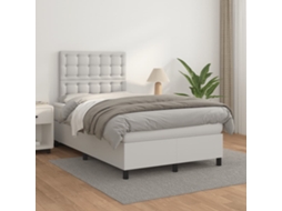 Cama com molas/colchão 120x200 cm couro artificial branco