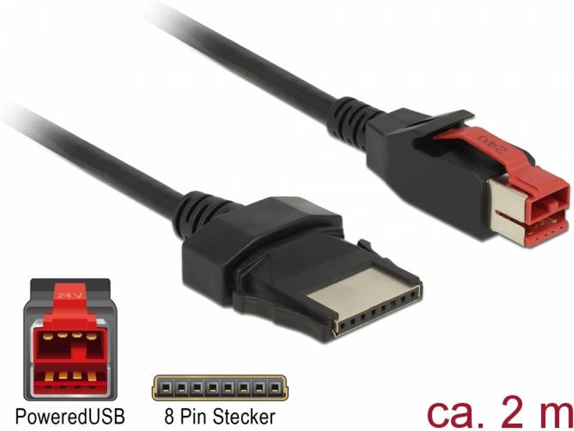 Cabo de Alimentação DELOCK (USB - USB - 2 m - Preto)