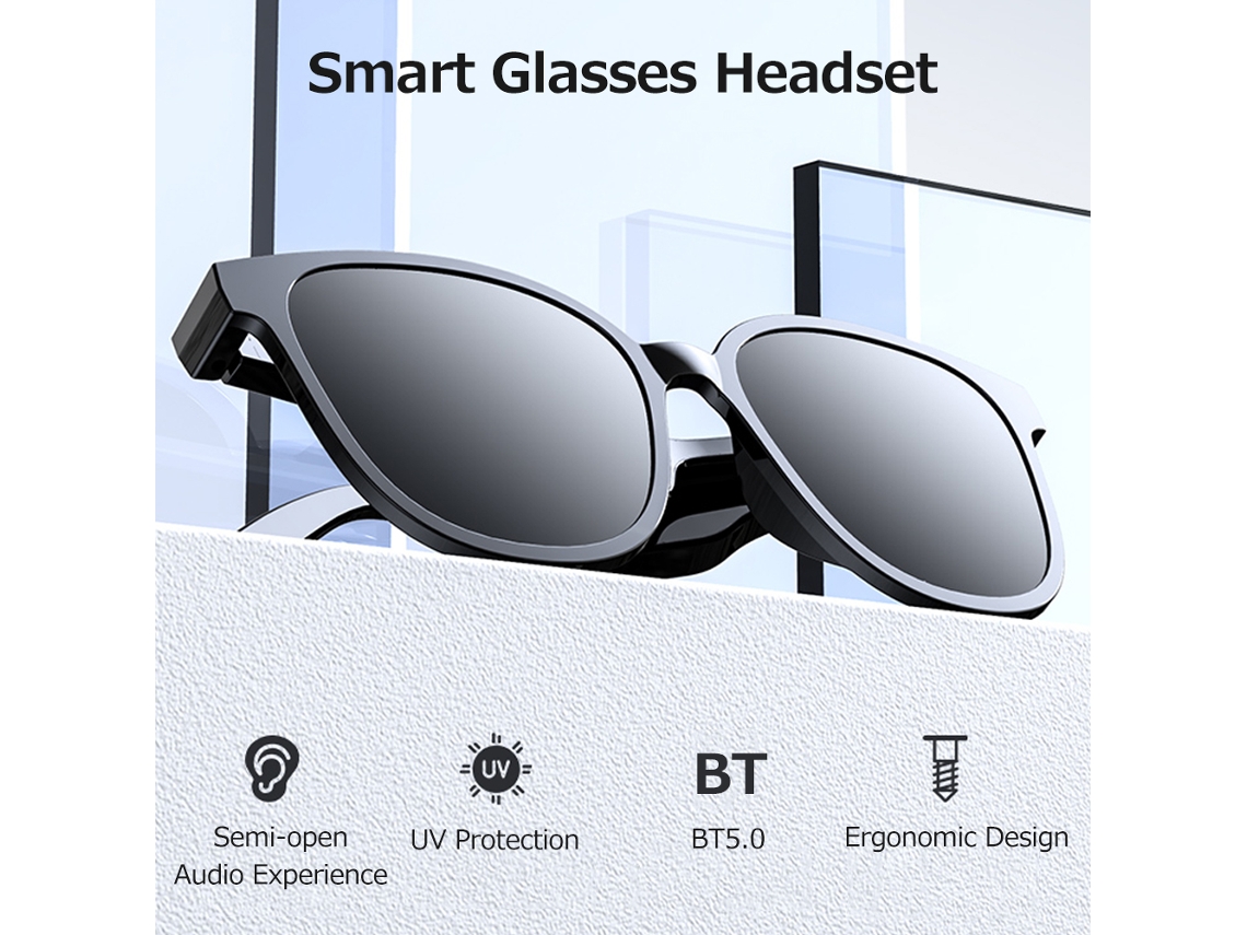 Óculos De Música Com Fones De Ouvido Sem Fio Inteligente Bt5.0, Proteção Uv, Esportivo, Vermelho