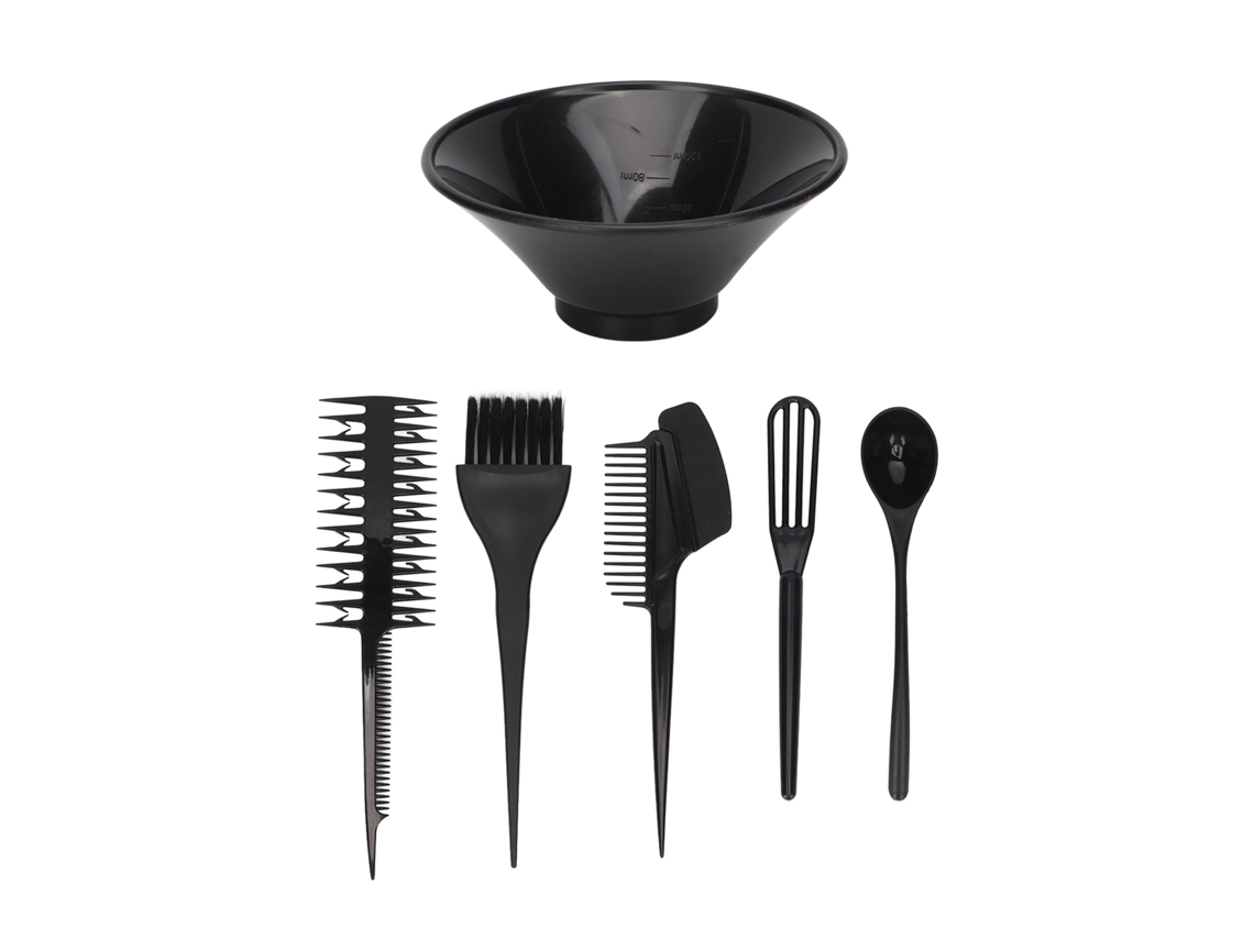 2026 6pcs Kit Tinte de Pelo Profesional Cepillo Nylon Elástico Set de Cuenco para Colorear Pelo Negro
