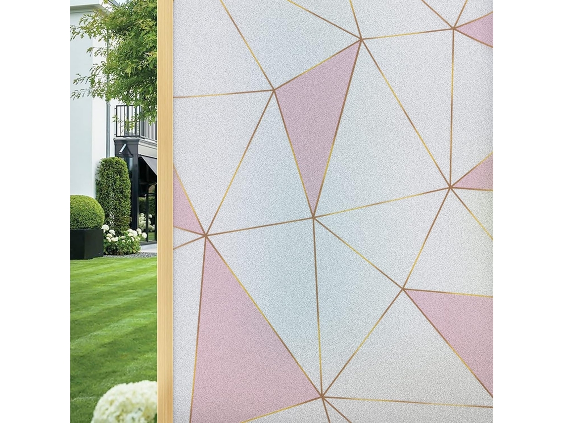 Película Opaca Para Janela(45x400cm) Fosca Vidro Rosa Adesivo Estático Sem Cola Reutilizável Ideal Sala De Estar E Quarto
