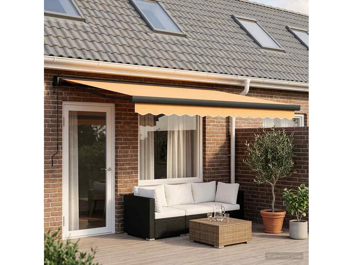 Vidaxl Toldo Retrátil Areia 500 × 300 Cm Tecido E Metal