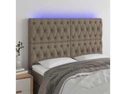 Vidaxl Cabeceira Cama C/ Led Tecido 144x7x118/128cm Cinza-acastanhado